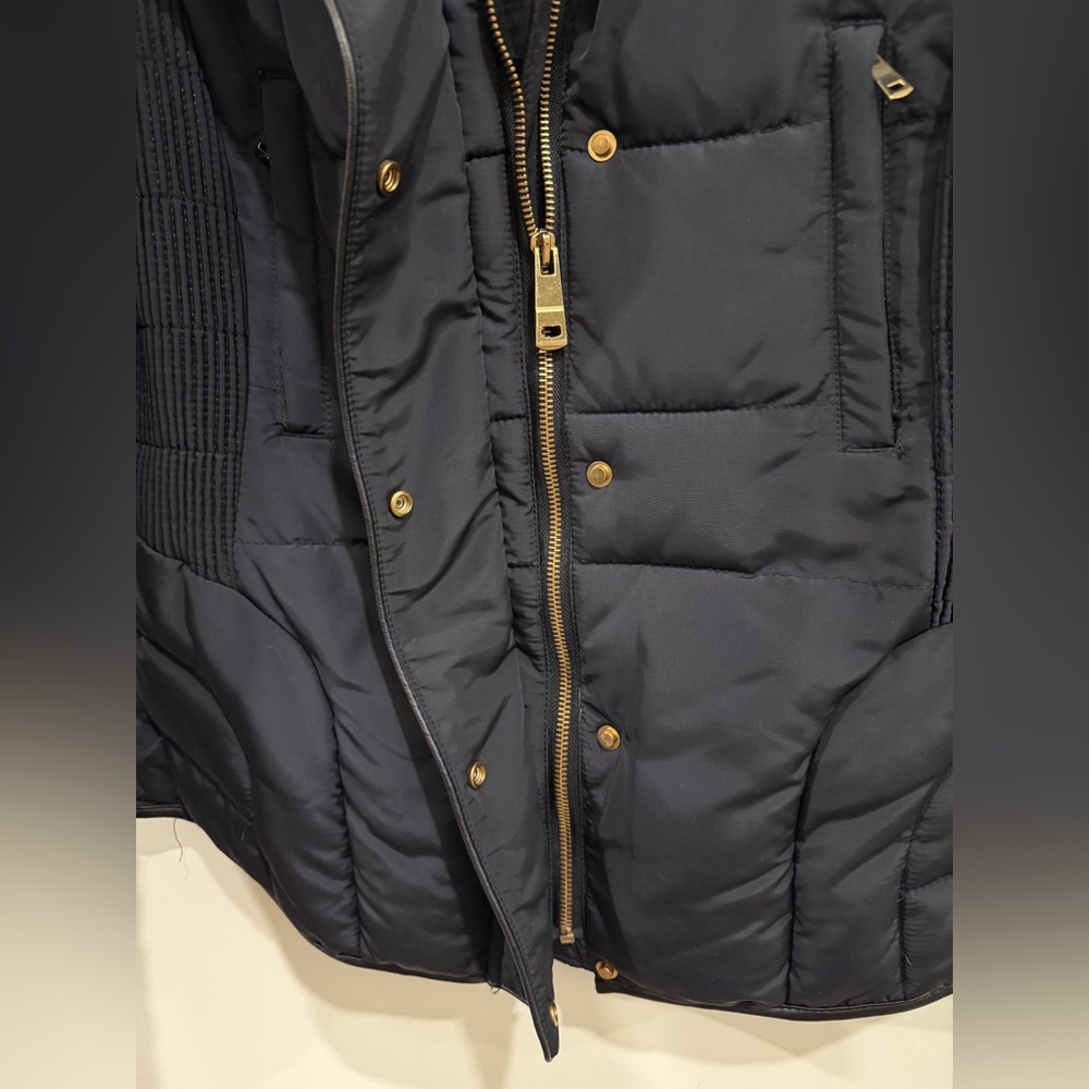 Zara Fitted Short Anorak Puffer Jacket, Navy Blue, Woman’s Large - Picture 4 of 8